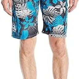 Men's Big Paradise Extended Size Stripe Floral Swim Trunk-image-12