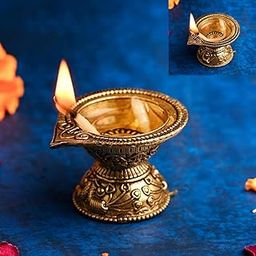 INDICAST Religious Brass Diya for Puja | 1.25" Arti Deepak Deepam Oil Lamp for Worship and Festivities | Perfect for Pooja Rituals (Weight - 50gm)-image-63