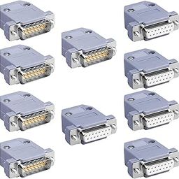 DB15 Male and Female RS232 Connector Kit | 15 Pin D-SUB Solder Type Serial Ports with Gold-Plated Contacts | Includes Plastic Hoods, Strain Relief, and Screws | DIY PCB Coupler Set-picture-25