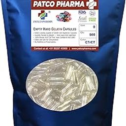 Patco Pharmaceuticals - Size 0 Empty Gelatin Pill Capsule Gluten Free/Halal Certified | DIY Filling Powder (Pack of 500 Pcs)-picture-3