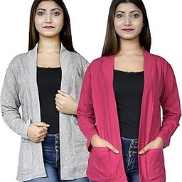 Women Pocket Shrug Pack of Two(LightGrey,Rani)-picture-32