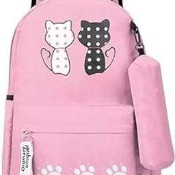Backpacks for Women, Double Cat Printed Stylish and Trendy Casual College Backpacks for Girls, Water Resistant and Lightweight Bag for Office and Travelling Pack of 1-image-81