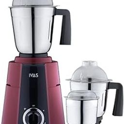 IVAS MixMaster Mixer Grinder 800W Copper Motor | 3 Stainless Steel Jars |20000 RPM | ABS Body | 5 years Warranty on Copper Motor 2 Years Warranty on Product | Wine Red |Pack of 1-image-3