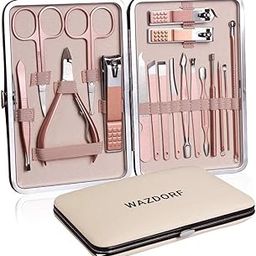 WAZDORF 18-in-1 Manicure Pedicure Kit | Stainless Steel Grooming Set | Nail Cutter for Women | Nail Scissors | Blackhead Remover Tool | Acne Needle | Professional Nail Care Leather Case-4