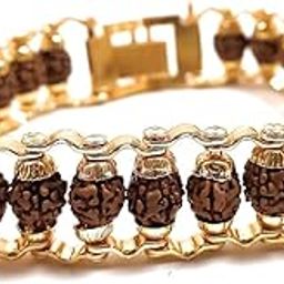 BluDiamond Rudraksha Bracelet Gold For Men Natural Rudraksha Wrist Bracelet रुद्राक्ष ब्रेसलेट जप Rudraksha Gold Plated Bead Bracelet Stylish 5 Mukhi Rudraksha Bracelet For Men-image-64