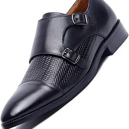 Formal Shoes for Men | Italian Leather Double Monk Strap Handcrafted Shoes | Stylish Lace-Up Business, Formal, Shoes | Dual Tone Black (EUWEDMJB)-image-42