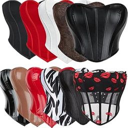 Multiple Gothic PVC Leather Corset Women Fashion Fl Lace Lingerie Overbust Women Waist Traine Underbust Bustier-image-52