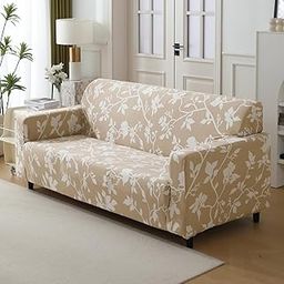HOKIPO 140gsm Stretchable Sofa Cover for 3 Seater Sofa, Buff Brown Sillehoute Floral (NEW-4947-C7),Polyester Blend-image-17