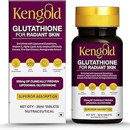 KENGOLD Glutathione Tablets for Radiant Skin with 500mg Liposomal Glutathione, Vitamin C, Alpha Lipoic Acid, Emblica, Pine Bark & Pomegranate Extract | Skin Brightening Antioxidant Supplement-image-23