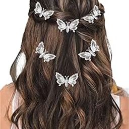 Hair Accessories For Women's Stylish- Butterfly Hair Pins for Women's & Girls - Hair Style Bridal Brooch & Braid for Juda Bun - Hairstyle Decoration Bride Clips - Pack of 6 (Silver)-image-87