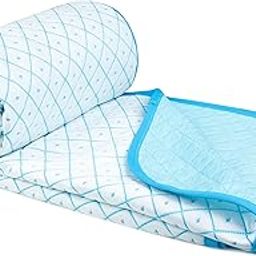 BSB HOME Premium Cotton Viscose Dohar/AC Quilt/Blanket for Single Bed Size (60 x 86 inches) |Lightweight Knitted Dohar with a Matching Handbag - 250 GSM | Single - 150x220 cms - Aqua & White-image-12