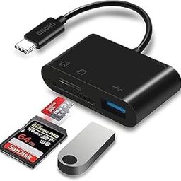 ONCRO® Black USB C SD Card Reader Type C OTG Adapter 3 in 1 Memory Micro SDXC TF SDHC MMC Smart Phone Galaxy S24 Android Tablet Laptop Computer Portable USB 3.0 Type-C Device Book Pad Accessory-16