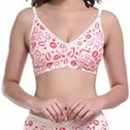 Taza Deals Women's Kiss Print Cotton Lingerie Set, Perfect for Honeymoon or Valentine's Gift, Printed Bra & Panty Combo,Innerwear,Manufacturing Product-image-84
