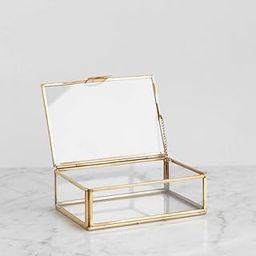 HUWIX Metal Decorative Rectangular Clear and Vintage Glass Box | Decorative Jewellery Organisers Storage Box, Accent, Wedding Bridal Party Gift Box-picture-15