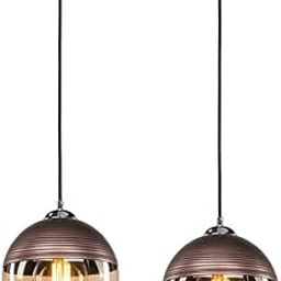 Luster Doom Globe Shade Ceiling Hanging Pendant Light Lamp for Bedroom, Living Room(Metal, Glass) Pack of 2-image-15