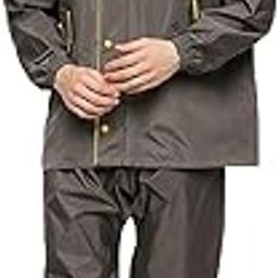 Seam Sealed Raincoat for Men with Adjustable In-Built Cap Hood, Waterproof Pant and Carry Pouch | Durable & Lightweight Poly Rubberized Rainsuit-34
