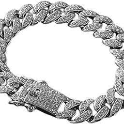 Men’s Plated American Diamond Link Bracelet | Miami Cuban Link Chain Bracelet with Sparkling Stones | Stylish Hip Hop Jewelry for Men | Party & Casual Wear Accessory-image-2