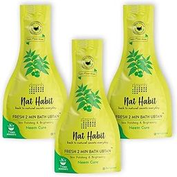 Nat Habit Fresh Neem Cure Bath Ubtan, 2 Minute Body Scrub For Skin Brightening & Cleansing, Body Acne Control & Pigmentation, With Neem Antibacterial Properties (Pack of 3 x 80g)-33