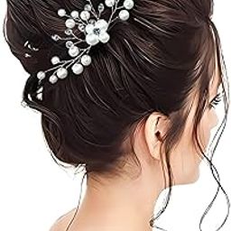 Pearl and Crystal Hair Accessory for Bridal Updo, Headpiece for Wedding, Floral Hair Accessory for Updo Styles, Elegant Bridal Headband for Brides and Bridesmaids-image-95
