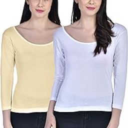 Women's Cotton Three Fourth Sleeve Camisole Slip Spaghetti - Pack of 2-image-41