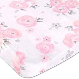 Wendy Bellissimo Velboa Contoured Diaper Pad Cover for Diaper Changer (32x16x6) from The Savannah Collection - Floral Print in White, Pink & Grey-image-73