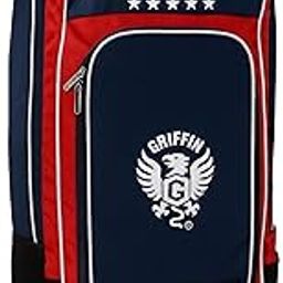 Griffin Polyester DreamWorks Special Addition Printed Wheel Cricket Kit Bag for Cricketers Player Edition Bag Backpack with Dual Bat Pockets Cricket Bag Kit with Shoe Apartment, Navy Red-image-40