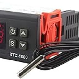 Temperature Controller STC-1000 Digital Outlet Thermostat, Pre-Wired, 2 Stage Heating and Cooling Mode, 220V 10A-0