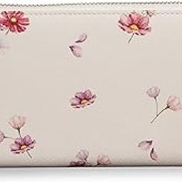 Cosmos Hand Wallet Flower Print Genuine Leather Zip Around Flap Wallet | Hand Clutch for Women's & Girls - Beige-image-40