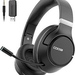 Wireless Headphones with Microphone, 40H Playtime Bluetooth Over Ear Headset with Retractable Mic, USB Dongle for Gaming, Office, Smartphones, Computer-image-53