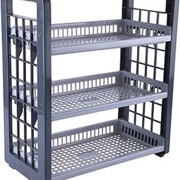 SAURA - 3 Shelf Multipurpose Storage Rack, Grey-25