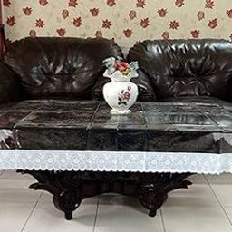 Kuber Industries Transparent 4 Seater Centre Table Cover (White),Polyvinyl Chloride (PVC),Rectangular,Pack of 1-image-1