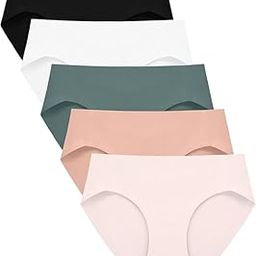 No Show Underwear for Women Seamless High Cut Briefs Mid-Waist Soft No Panty Pack of 5-image-58