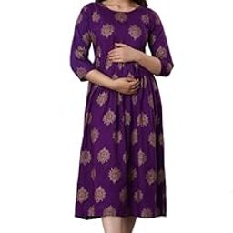 Women's Flared Anarkali Maternity Dress, Feeding Kurti with Concealed Zip for Pre & Post Pregnancy-image-31