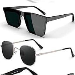 SRK Pathan Hexagon Sunglasses for Women - Unisex Set of 4, Black Sunglass Combo - Unisex Offer, Pack of 4, Item Shape: Goggles-16