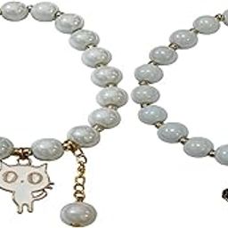 White Beads Bracelet with Beautiul Charm Cat & Panda Charm Bracelet Design charm, Stretch Fit Bracelet for Women & Girls Pack of 2-29