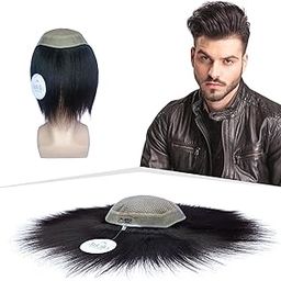 Artello® SILK MIRAGE Smart Hair Patch for Men, Softest Double Layer Hair Wig in 100% Natural Human Hair, Scalp Mesh for Soaking Sweat, ½ Tissued Base (Colour: Natural Black) (8x6)-image-52