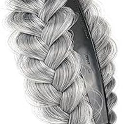 Headband Synthetic Hair Plaited Headband Braid Braided With Teeth Hair Band Accessories for Women Girl Wide 1.8 Inch (silver grey, FREE)-image-20