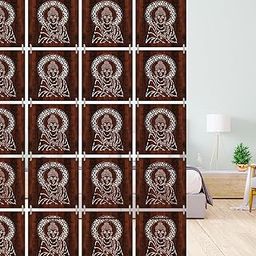 Olive Tree Wooden Hanging Room Divider for Living & Dining Room, Hall | Elegant & Modern Stylish Screen Partition|Aesthetic Separator for Home Decoration 12 Panels DIY (11.5X11.5 inch) Walnut - 7023-image-27