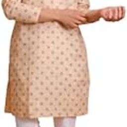 Men's Brown Printed Cotton Kurta – Ethnic Straight Fit with Full Sleeves & Mandarin Collar-image-69