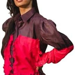 Women’s Colorblock Cotton Shirt with Fringe, Ruffles & Pockets – Stylish Casual, Streetwear & Travel Shirt XS|-image-27