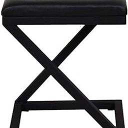 INDIAN DECOR. 29601 Ottoman Footstool Household Fashion Creative PU Coffee Table Stool Metal Frame Small Stool Multifunction Bench Chair Sofa Stool（13.7x13.7x17.7 Inches） (Color : Black Cushion)-picture-9