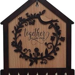 RUDART Stylish Key Holder for Wall | Organize Keys | Perfect Home Decor & Gift | MDF Brown (KCH005)-image-71