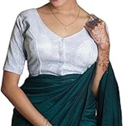 Womens V Neck Half Sleeve Rimjhim Shining Fabric Readymade Stylish Blouse Comfortable and Versatile Wear-image-99
