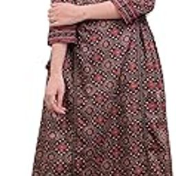 Women's Pure Cotton Printed Straight Kurta Set with Afgani Pants & Dupatta- Ethnic Wear, Brown-image-72