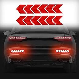 Kelenate® (Red) 12 pcs Reflective Safety Warning Stripe Stickers Arrow Decals Car Trunk Rear Bumper Guard Body Stickers Decoration Compatible with-image-53