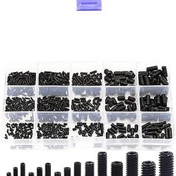 LBY 720pcs M2 M2.5 M3 M4 M5 M6 Internal Hex Drive Cup-Point Set Screws,Socket Head Cap Screws Grub Screws Assortment Kit 15 Sizes,Carbon Steel Black-image-79