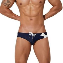 Menswear Stylish Sexy Dog Printed Design Stretchable Nylon Spandex Swimwear Frenchie Briefs-image-4