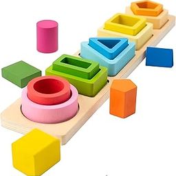 CHANNAPATNA TOYS Wooden Building Blocks Montessori Toys for 1 2 3 Year Old Boys Girls- Block Sorting & Stacking Toys for Baby Toddlers, Educational Shape Color Sorter Preschool Kids Gifts,1 Piece-7