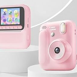Instant Print Camera for Kids Digital Camera for Kids with Print Paper Photo Printer Camera for Kid 50M Pixel 2.4" Screen MP3 Player Video Recording 32GB Card Supported (Pink Plain)-image-98