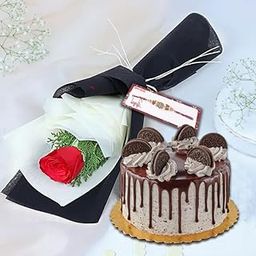 EG2i 1 Rose with 1 Rakhi and 500gm Oreo Chocolate Cake | Real Flower Bouquet with Gift Combo for Brother, Bhabhi and Sister For Raksha Bandhan-image-35